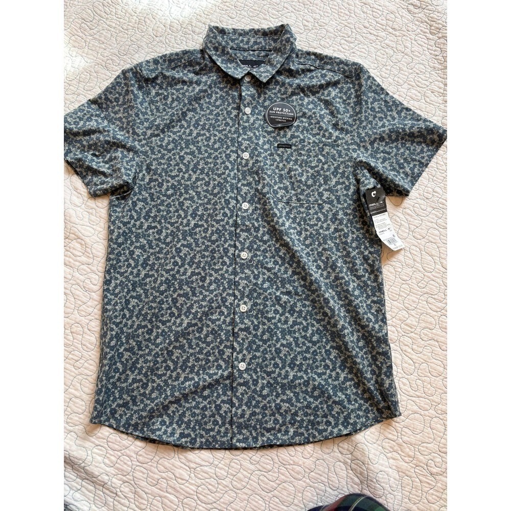 O'Neill Boy's TRVLR Series Traverse‎ Blue Floral UPF 50+ Shirt Size XL